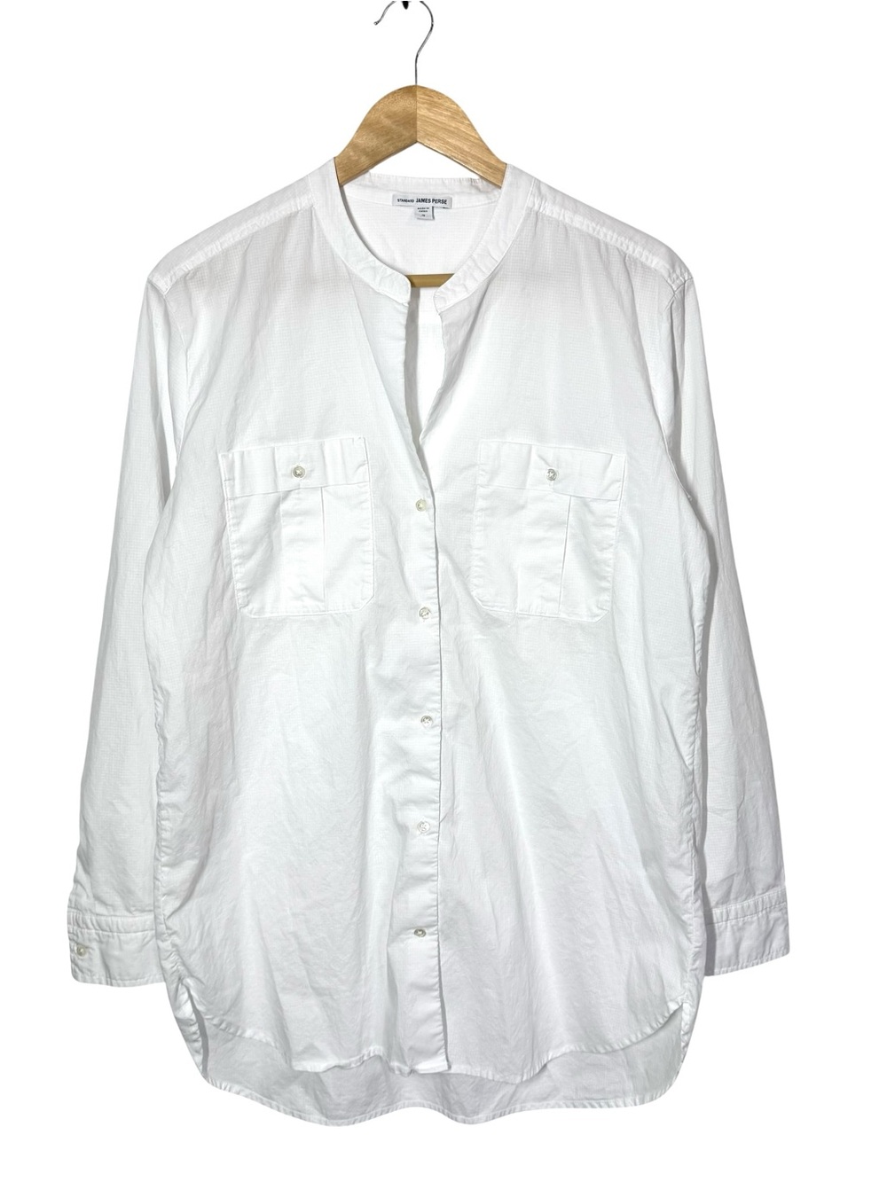 Standard James Perse Ripstop Utility Pocket Button Down Shirt White Size 3 L